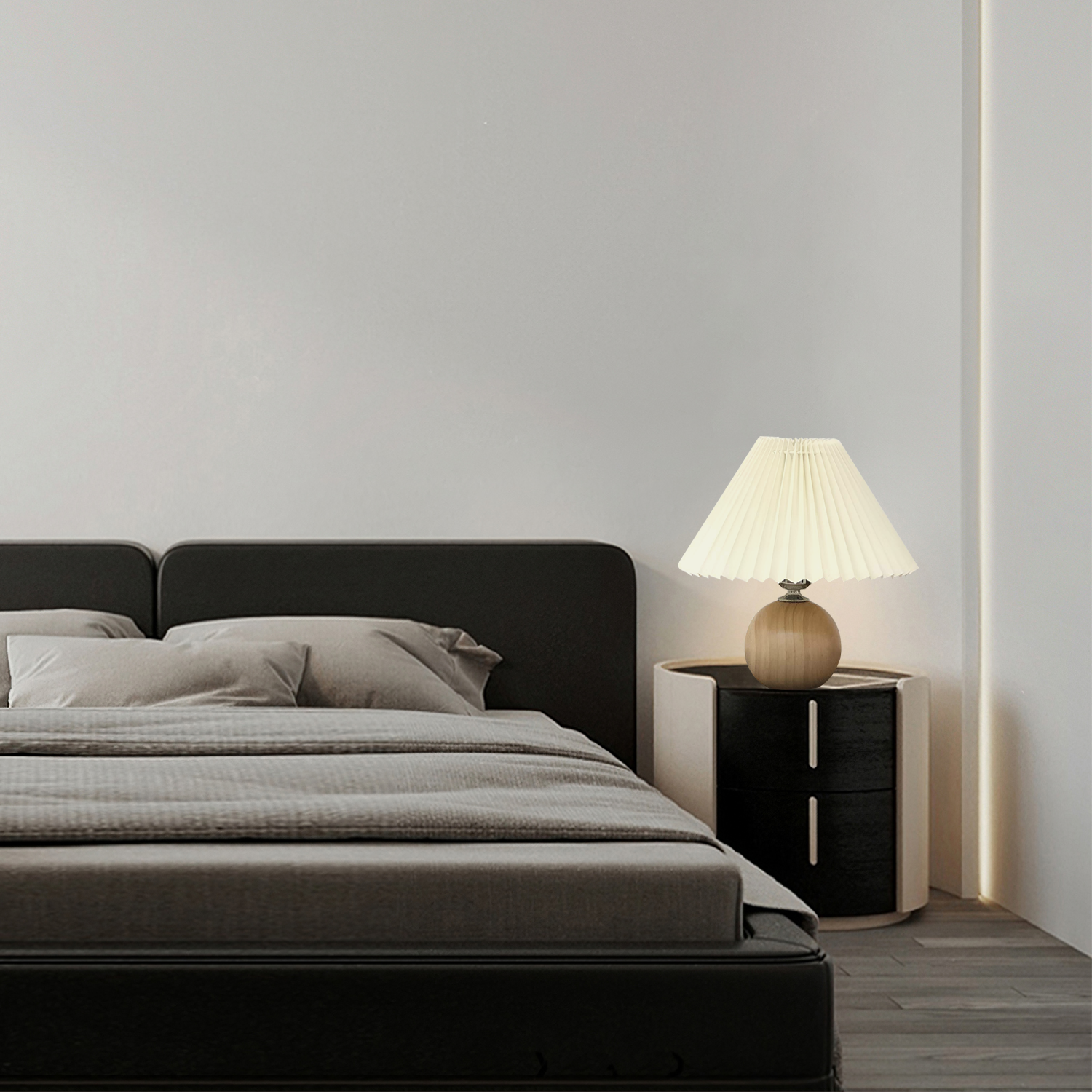 Wooden Pleated Table Lamp
