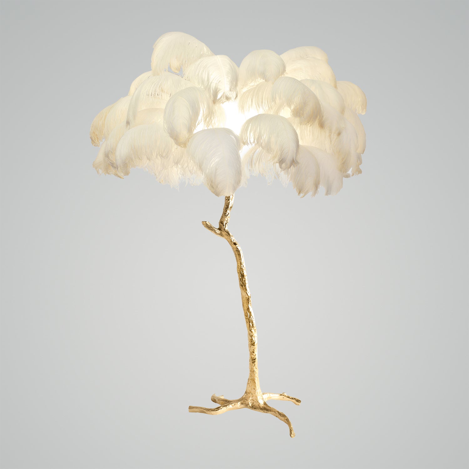 Ostrich Feather Brass Floor Lamp