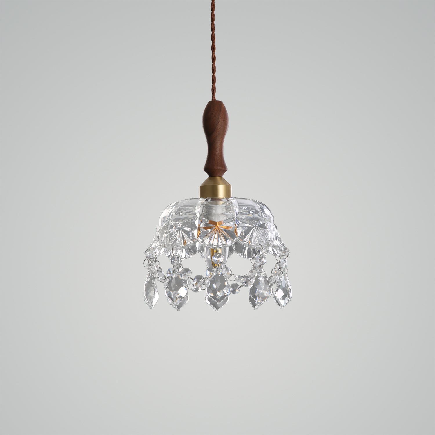 Crystal Wooden Pendant Light