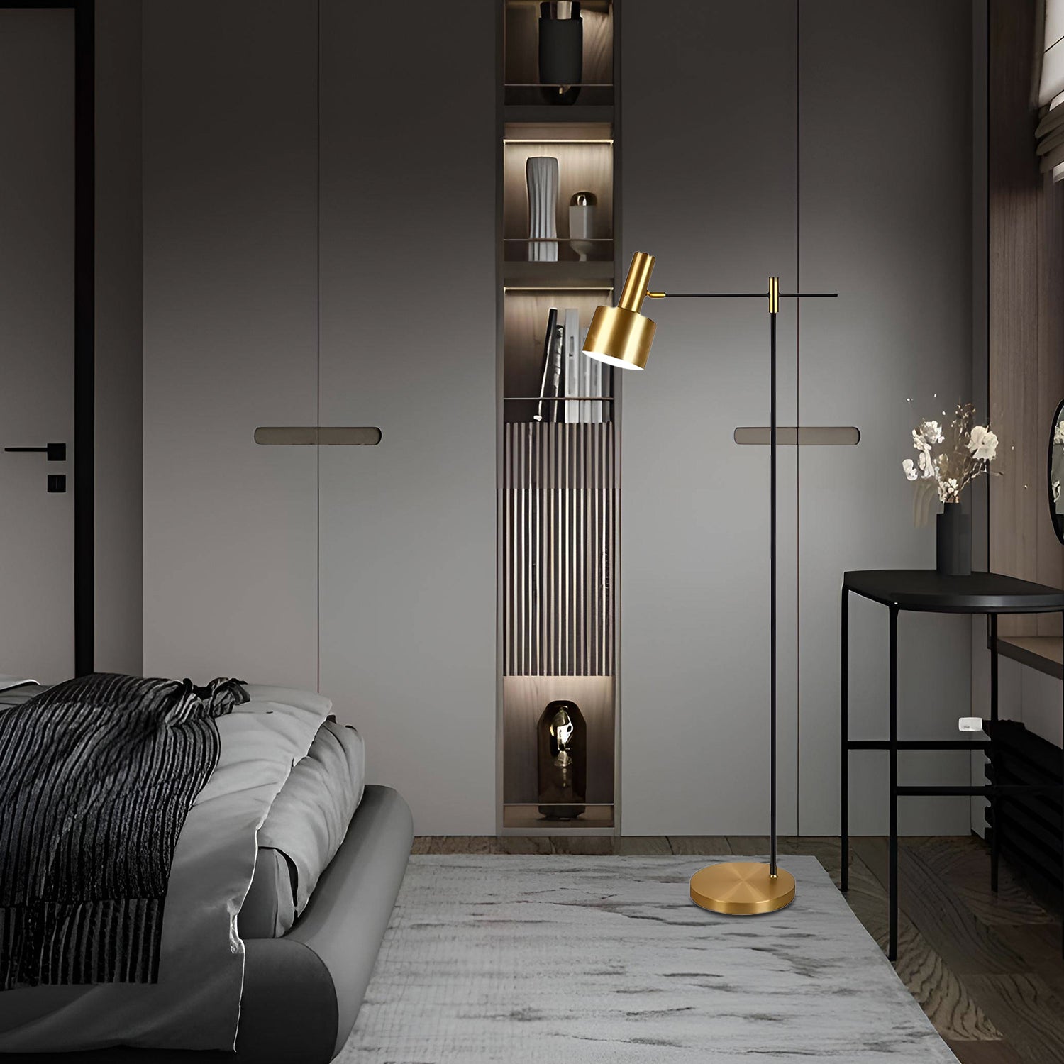 Musa C Floor Lamp - Golden Pivot Sleek Floor Lamp