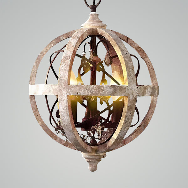 Retro Globe Weathered Chandelier