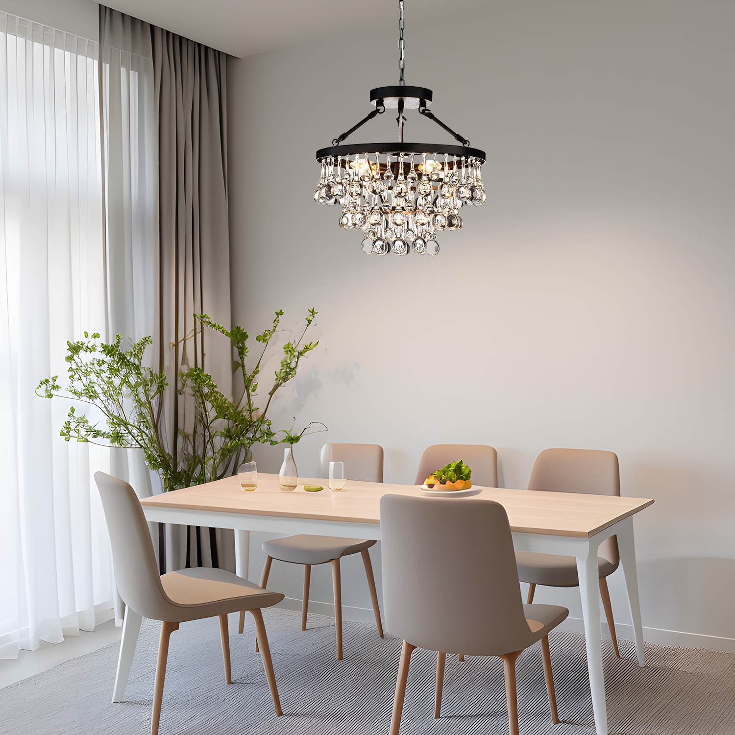 Unique Tiered Crystal Chandelier