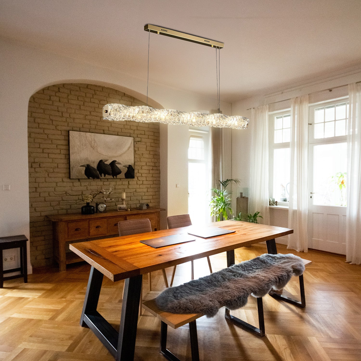 Long Crystal Pendant Lamp