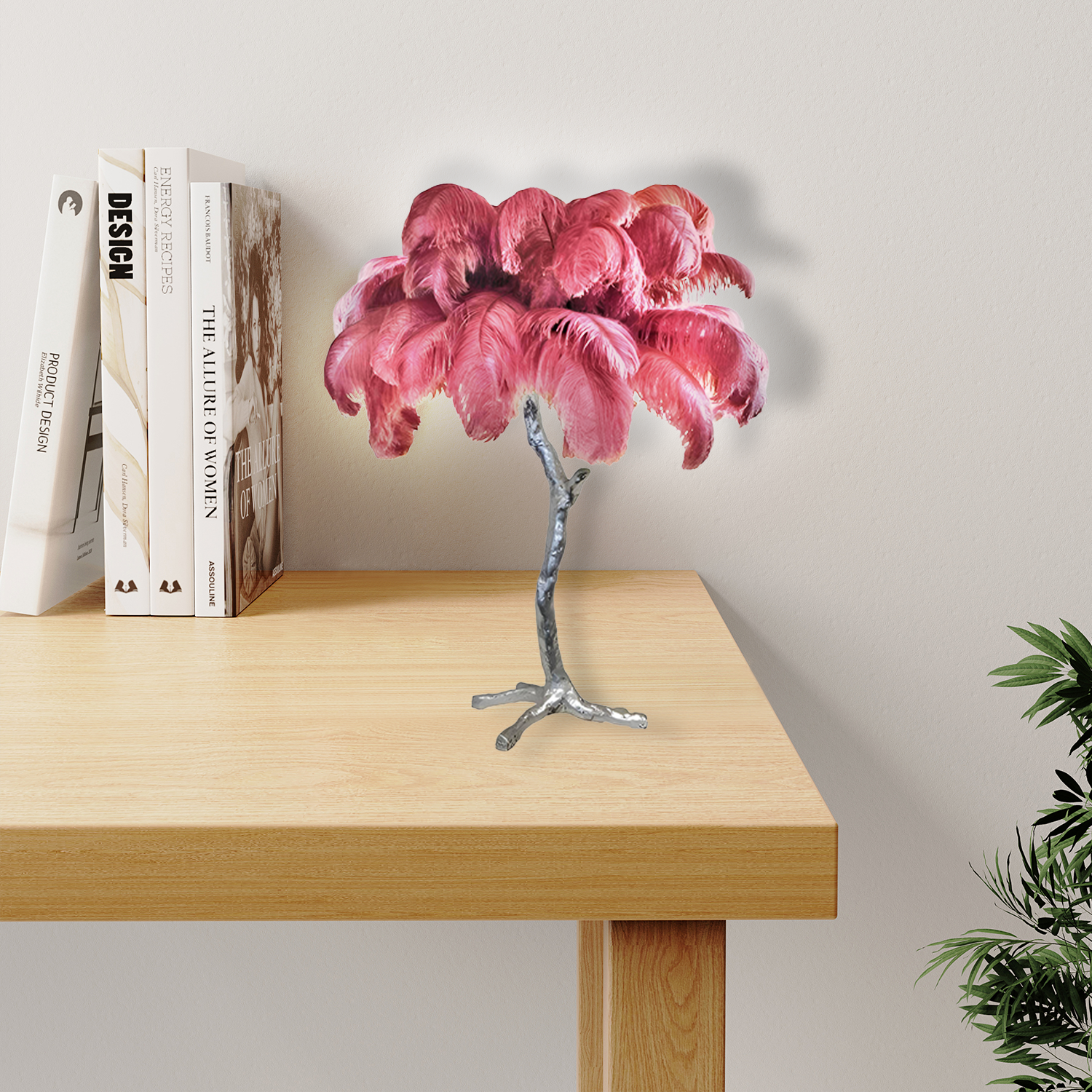 Ostrich Feather Table Lamp