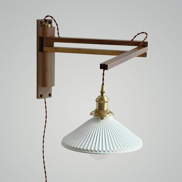 Walnut Swing Arm Wall Lamp