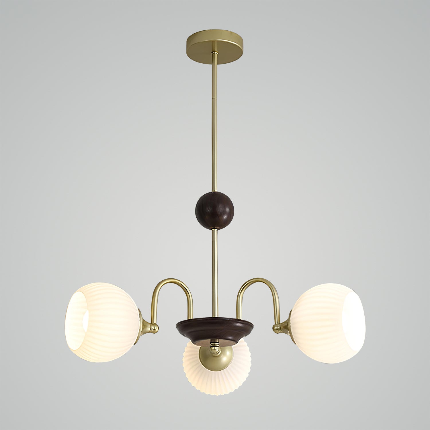 Sculptural Glass Ribbed Chandelier