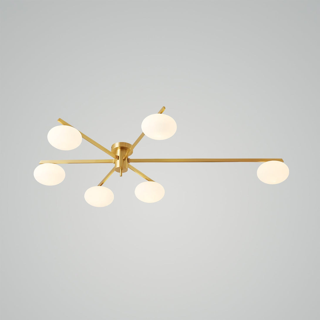 6Heads ∅45.3″ X H7.1″ / ∅115cm X H18cm-Brass White 