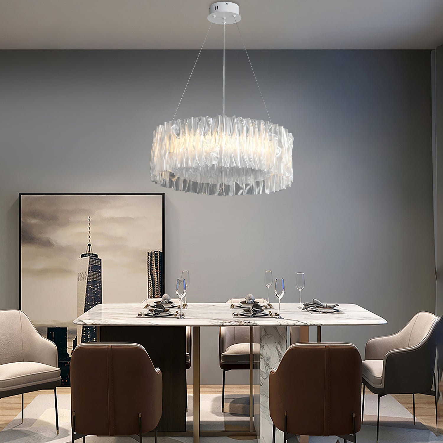 Accordéon Suspension Silver Pendant Light