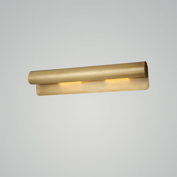 Hudson Valley Wide Aged Brass Wall Sconce