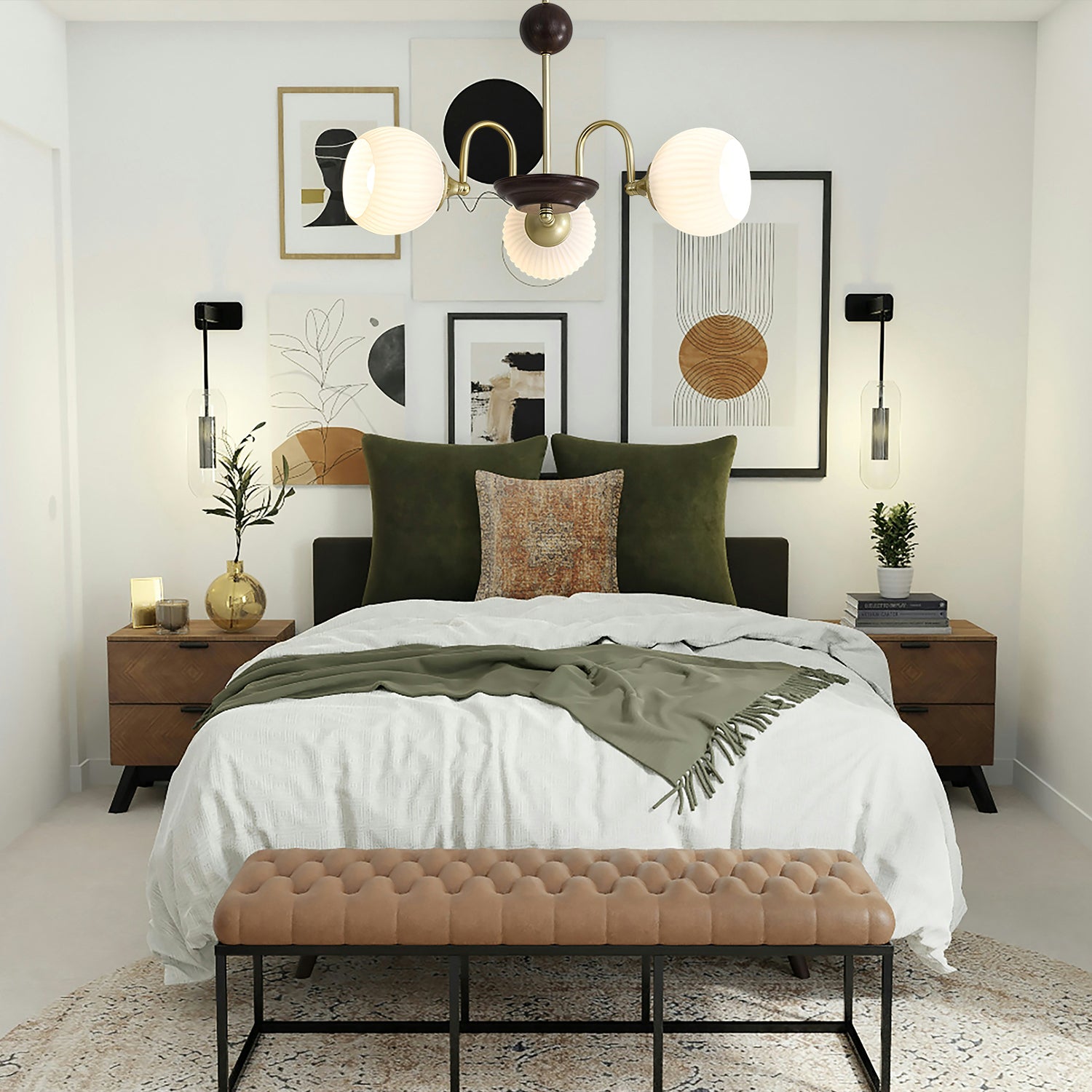 Sculptural Glass Ribbed Chandelier