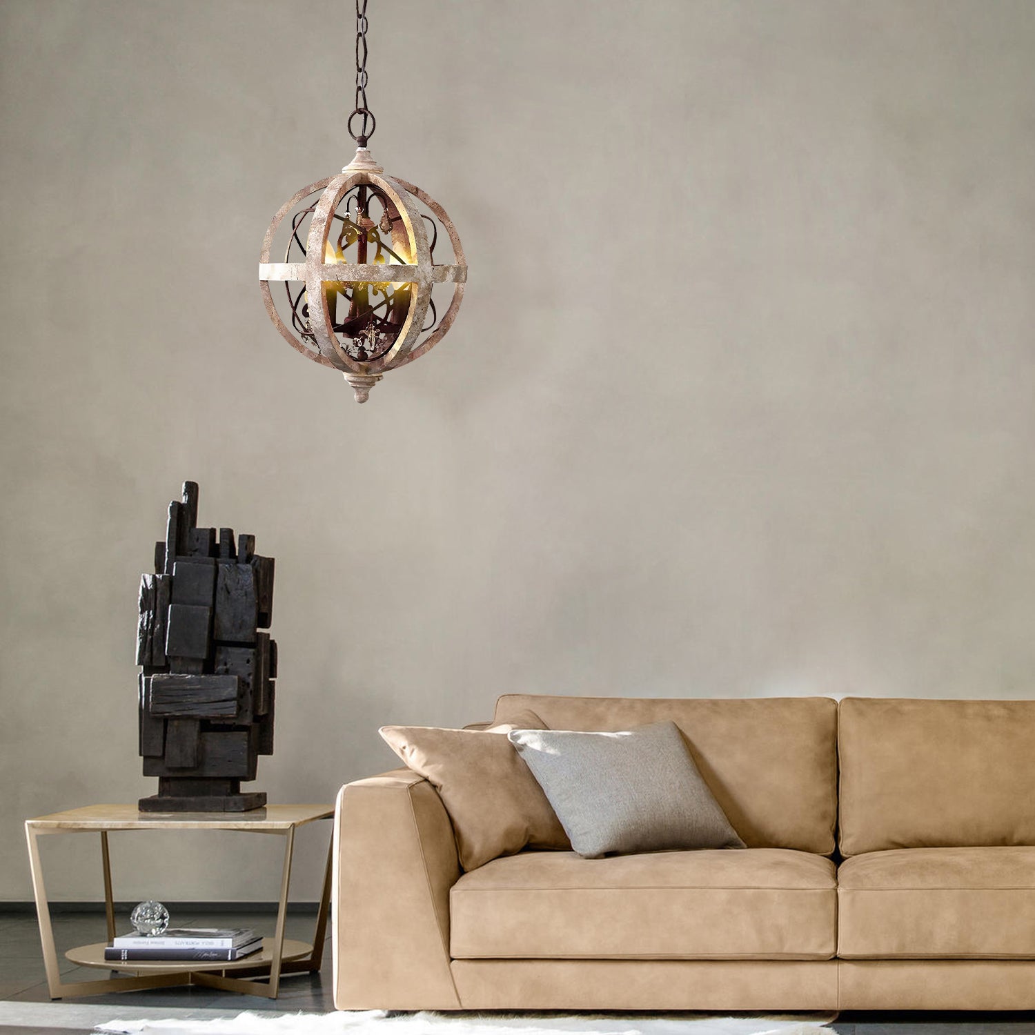 Retro Globe Weathered Chandelier
