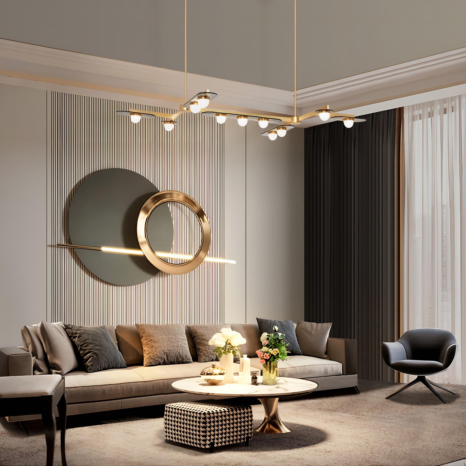 MODULO Chandelier - Aureate Horizon Linear Chandelier
