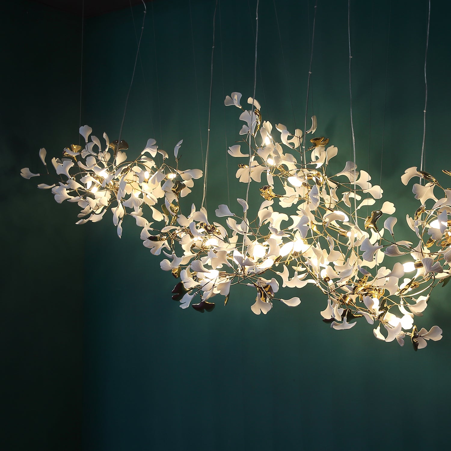 Light Sculpture GINGKO_1201 - Ethereal Ginkgo Canopy Chandelier