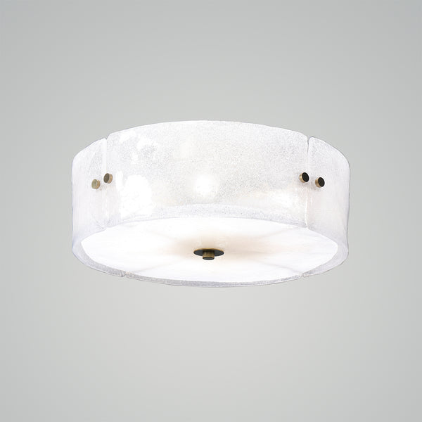 Modern Antique Brass Textured Glass Ceiling Light