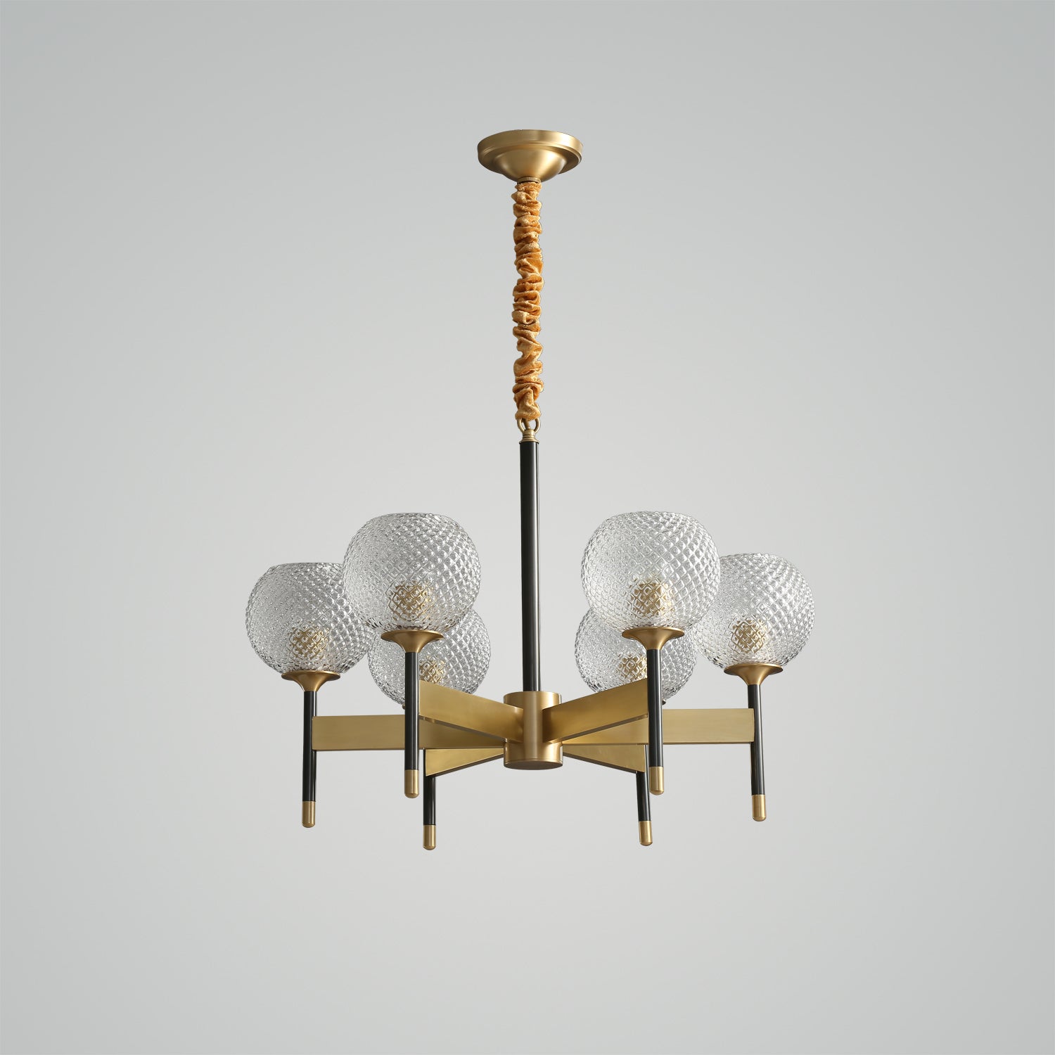 Orrefors Ball Brass Chandelier
