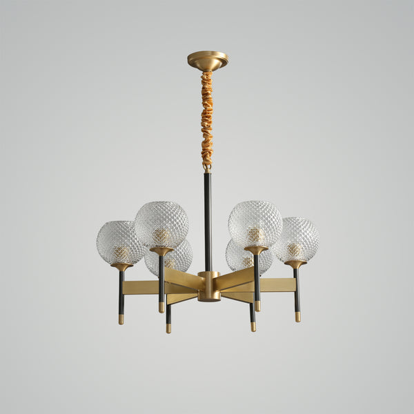 Orrefors Ball Brass Chandelier