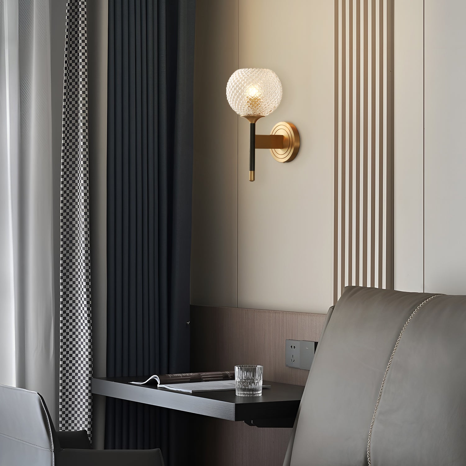 Orrefors Ball Brass Sconce