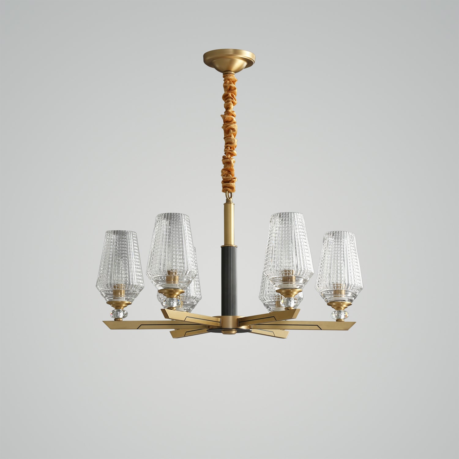 Orrefors Vase Brass Chandelier