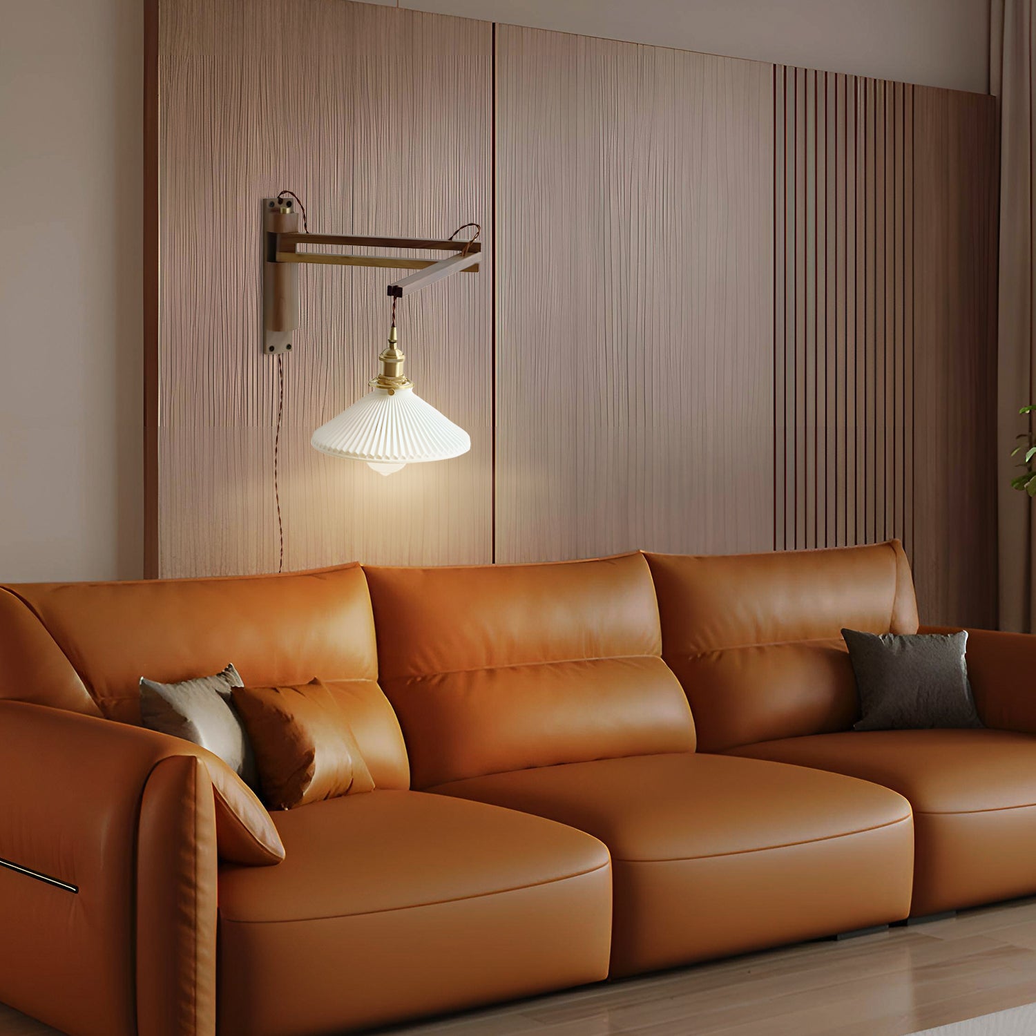 Walnut Swing Arm Wall Lamp
